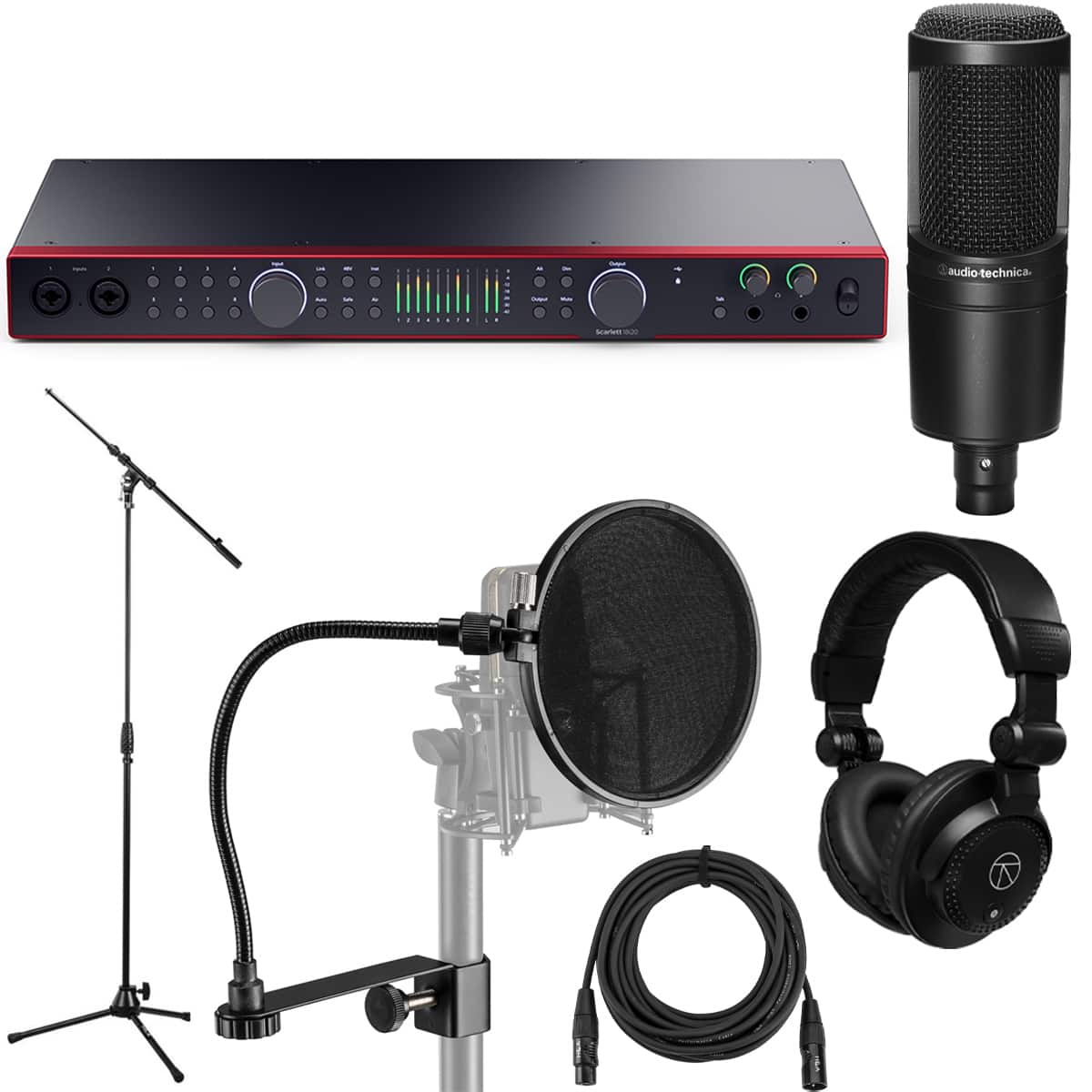 Focusrite - Scarlett 18i20 4th Gen USB Audio Interface with Software Suite, Bundle with AT2020 Microphone, TAPH100 price history on PriceWatchPro