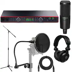 - Audio Technica AT2020
- Scarlett 2i2
- Searum A