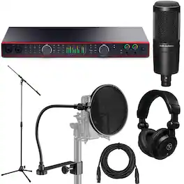 Focusrite - Scarlett 18i20 4th Gen USB Audio Interface with Software Suite, Bundle with AT2020 Microphone, TAPH100