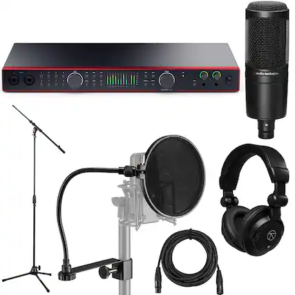 - Audio Technica AT2020
- Scarlett 2i2
- Searum A