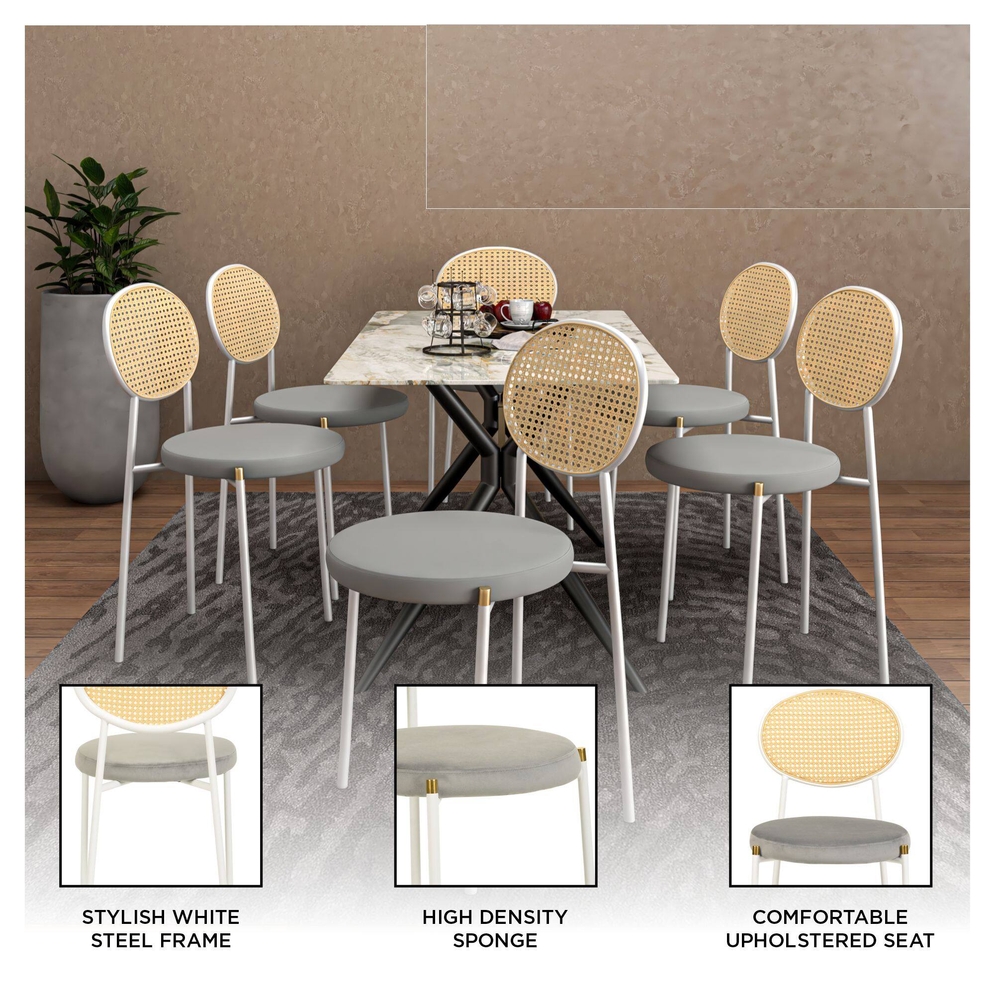 STYLISH WHITE STEEL FRAME  
HIGH DENSITY SPONGE  
COMFORTABLE UPHOLSTERED SEAT