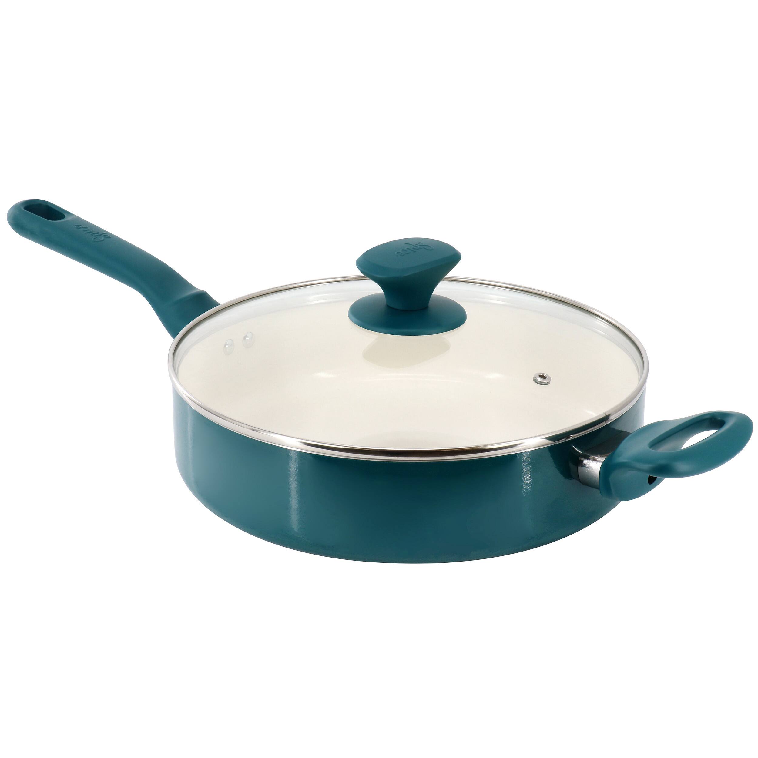Alt View 2. Spice By Tia Mowry - Spice By Tia Mowry 10 Piece Ceramic Nonstick Aluminum Cookware Set in Teal - Teal.
