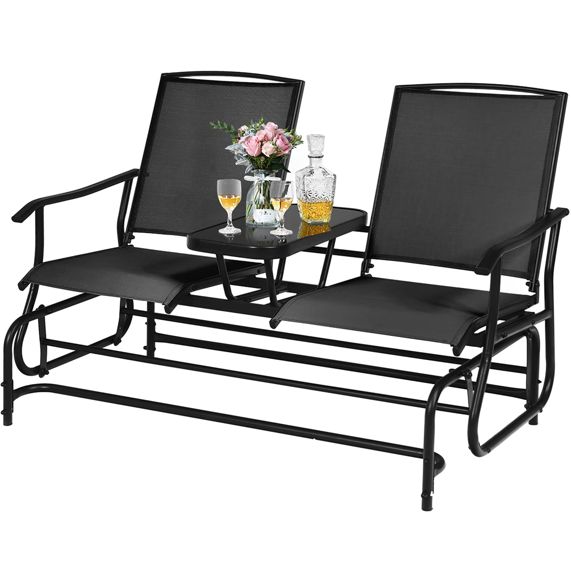 Saruwa2♡ Costway 2 Person Outdoor Patio Double Glider Chair Loveseat