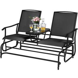 Costway - 2 Person Outdoor Patio Double Glider Chair Loveseat Rocking - Black