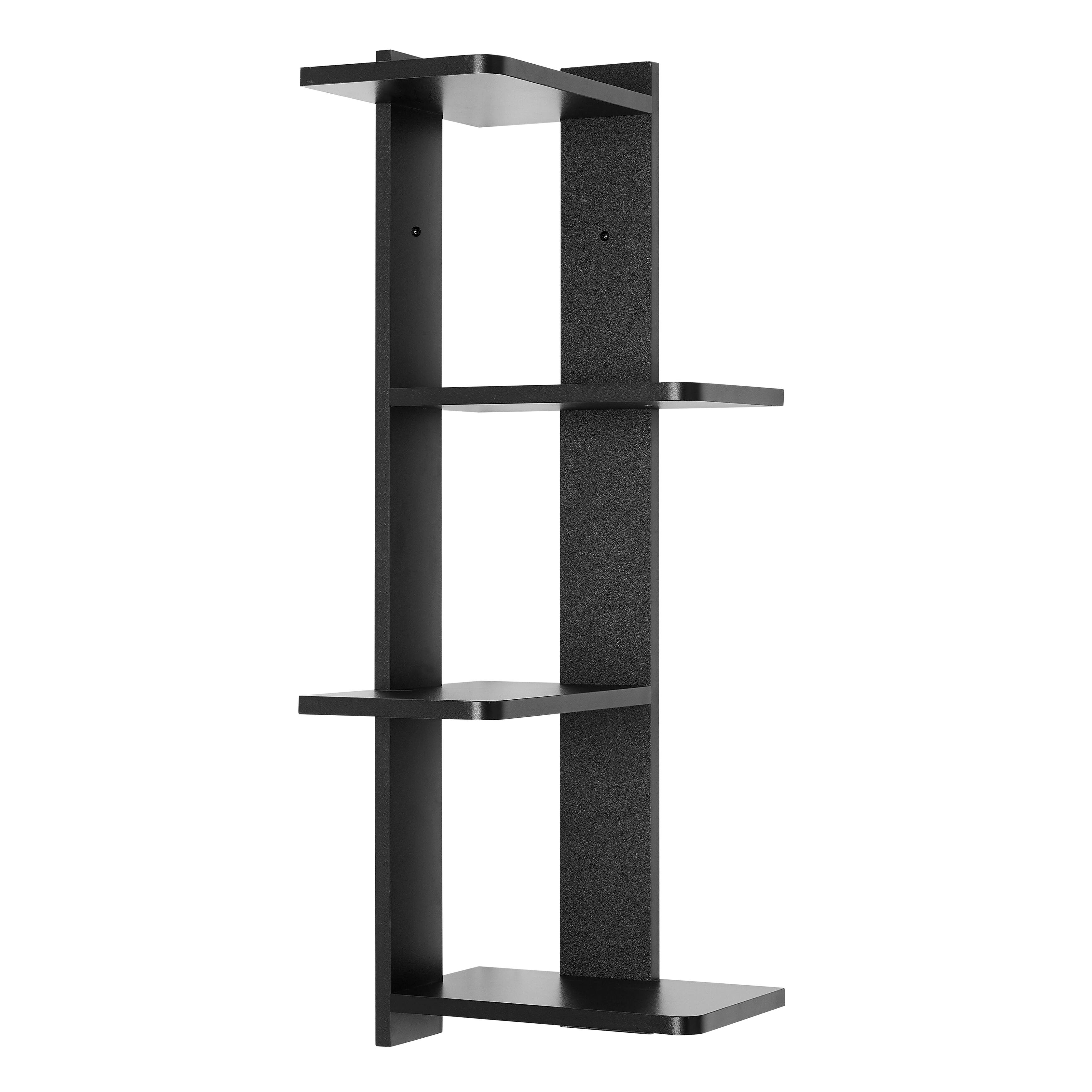 Front. Danya B - Alvar Corner 4-Tier Floating Ledge Column Wall Shelf - Black - Black.