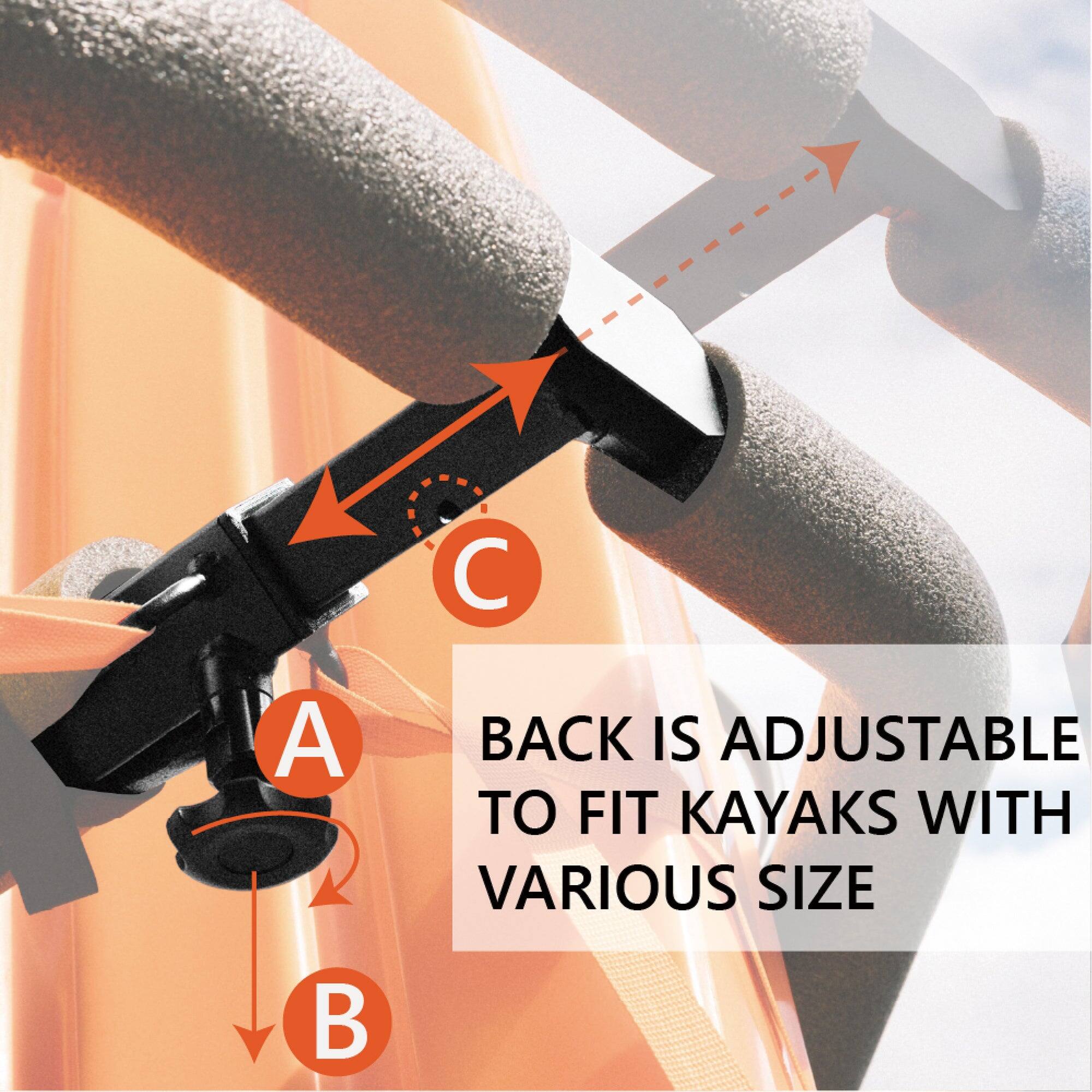 A back is adjustable to fit kayaks with various size