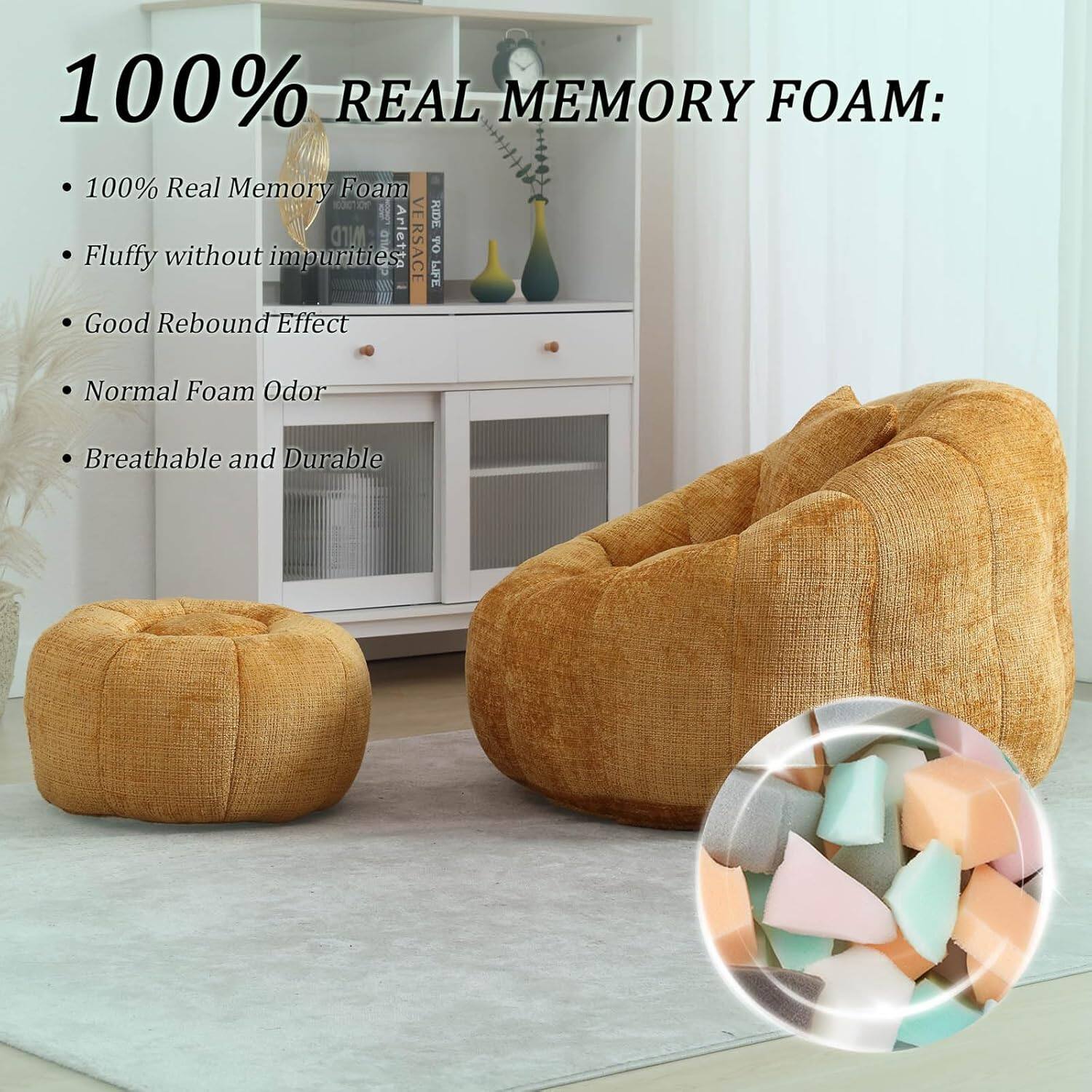 100% REAL MEMORY FOAM:

- 100% Real Memory Foam
- Fluffy without impurities
- Good Rebound Effect
- Normal Foam Odor
- Breathable and Durable