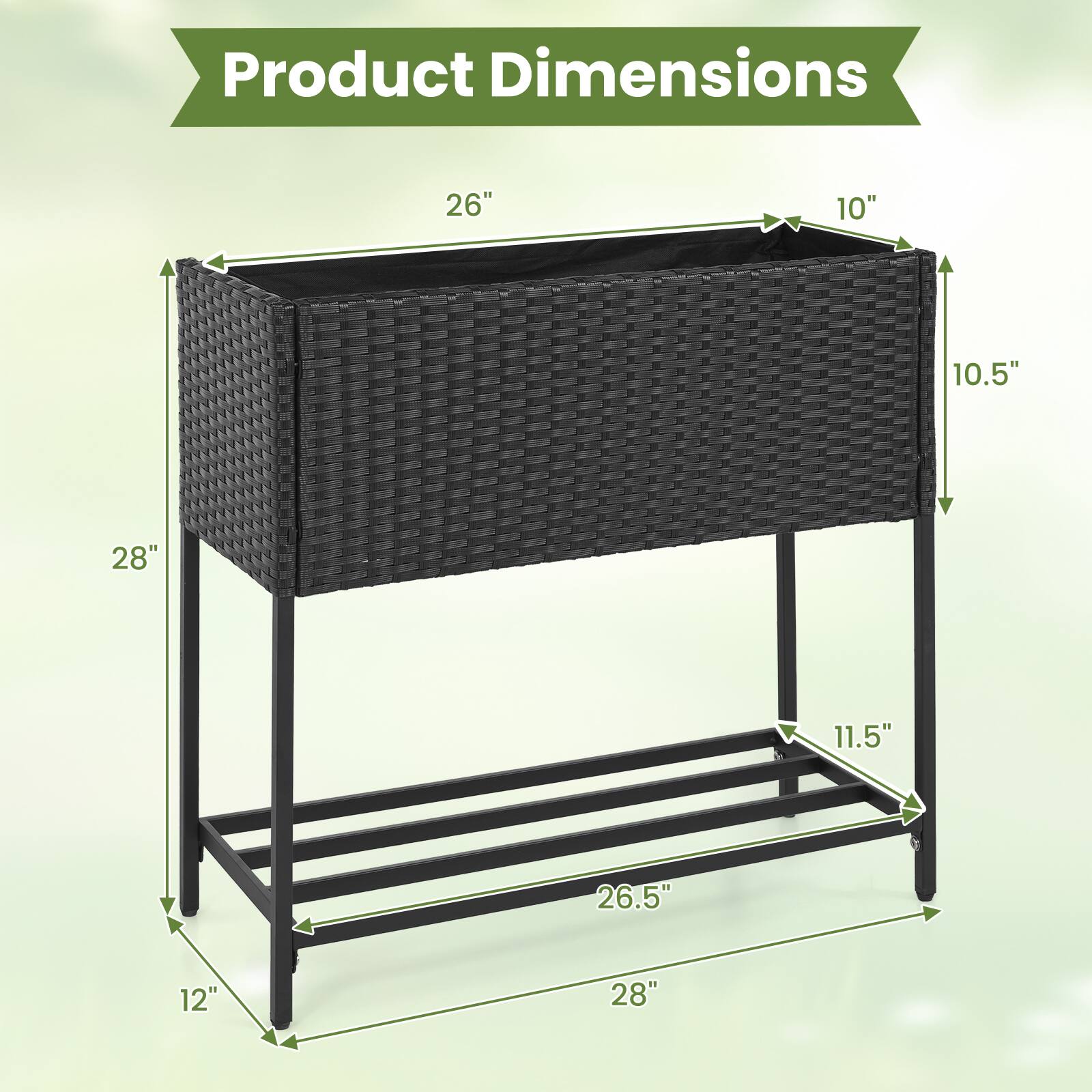 Product Dimensions: 26" x 10" x 10.5" x 28" x 11.5" x 26.5" x 12" x 28"