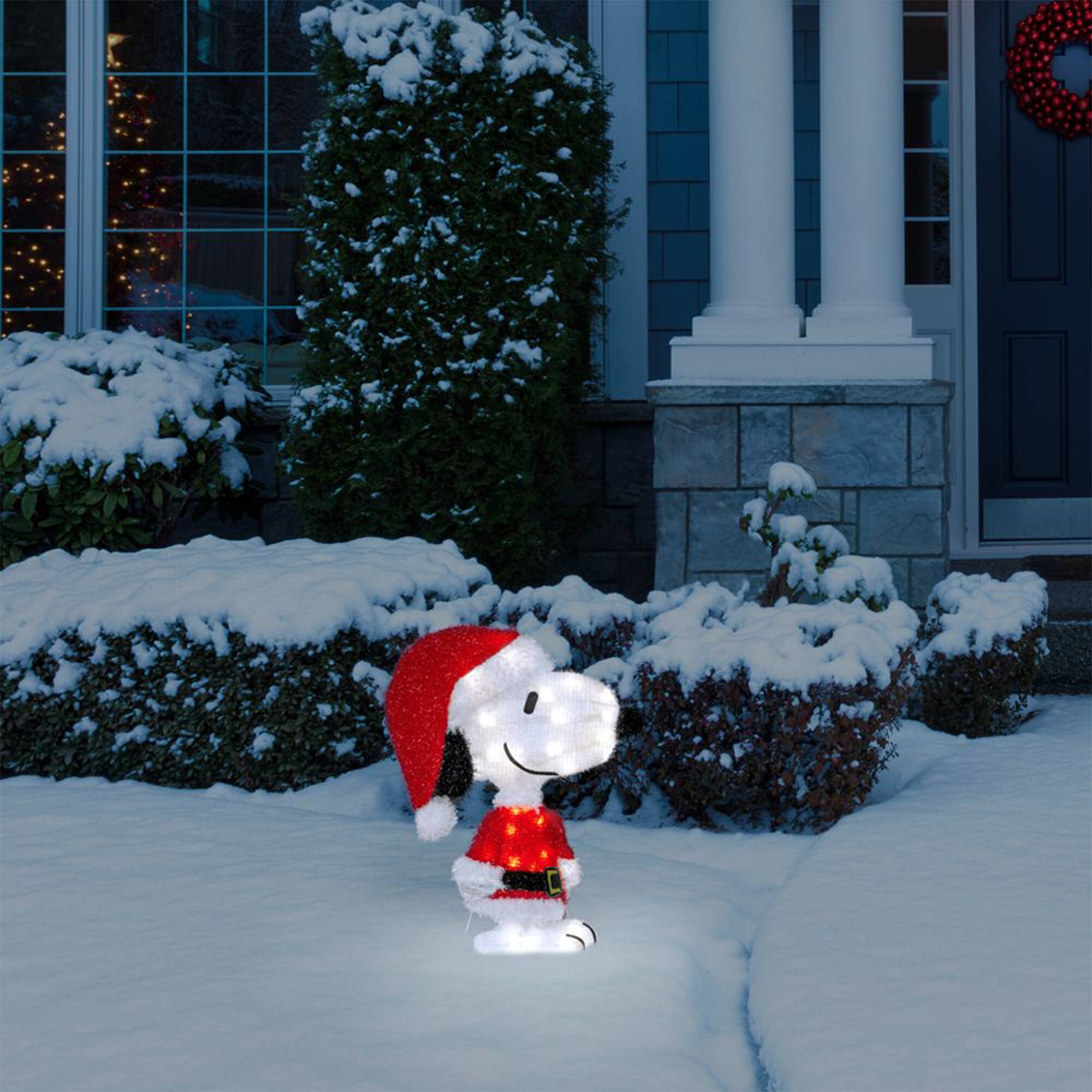 Alt View 2. ProductWorks - ProductWorks Peanuts 18 Inch Snoopy Santa Pre-Lit Christmas Yard Decoration - Red, white.