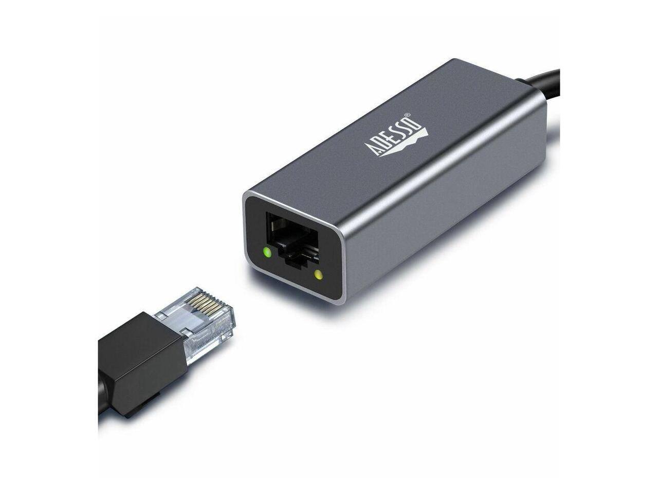 Alt View 1. Adesso - Adesso AUH-5000 USB-C to Ethernet Adapter - Gigabit, Aluminum, LED, Plug & Play, Windows/Mac/Chrome/Linux, TAA.