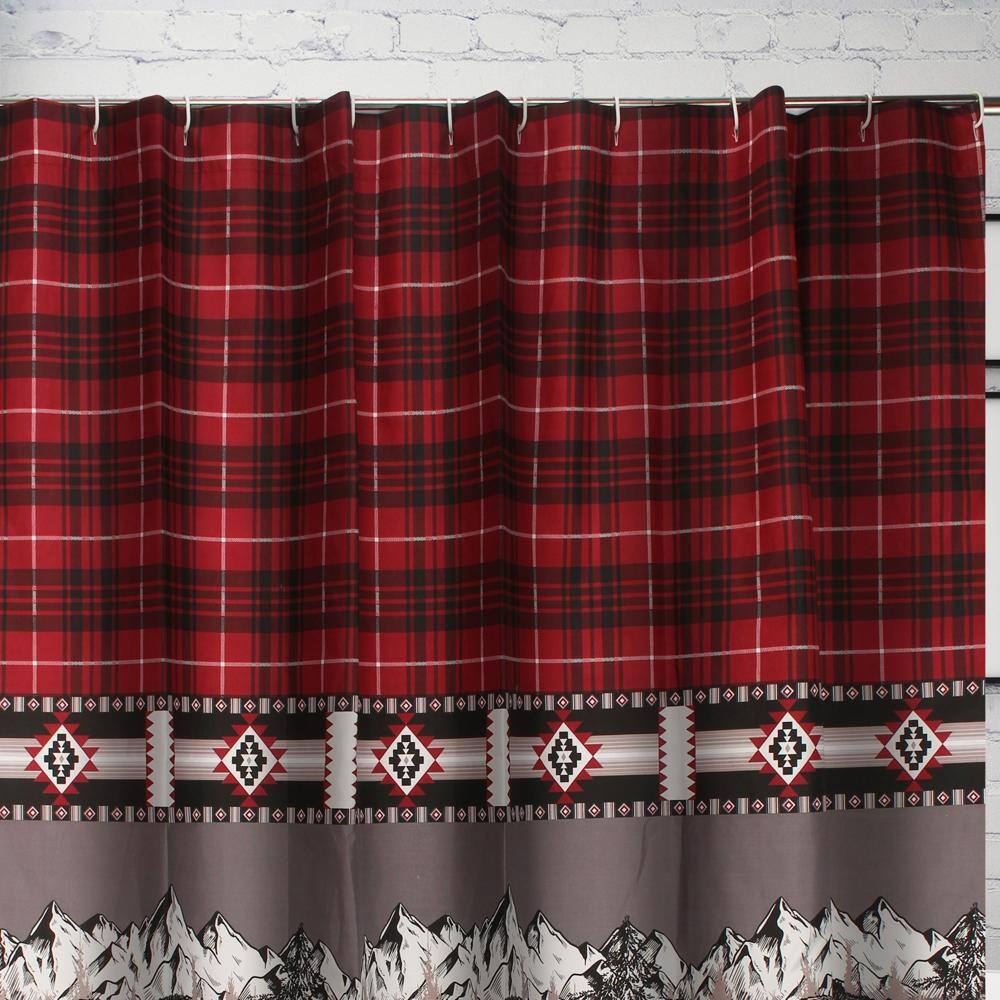 Angle. Greenland Home Fashions - Greenland Home Fashions Timberline Bath Shower Curtain - 72x72" Red - Red.