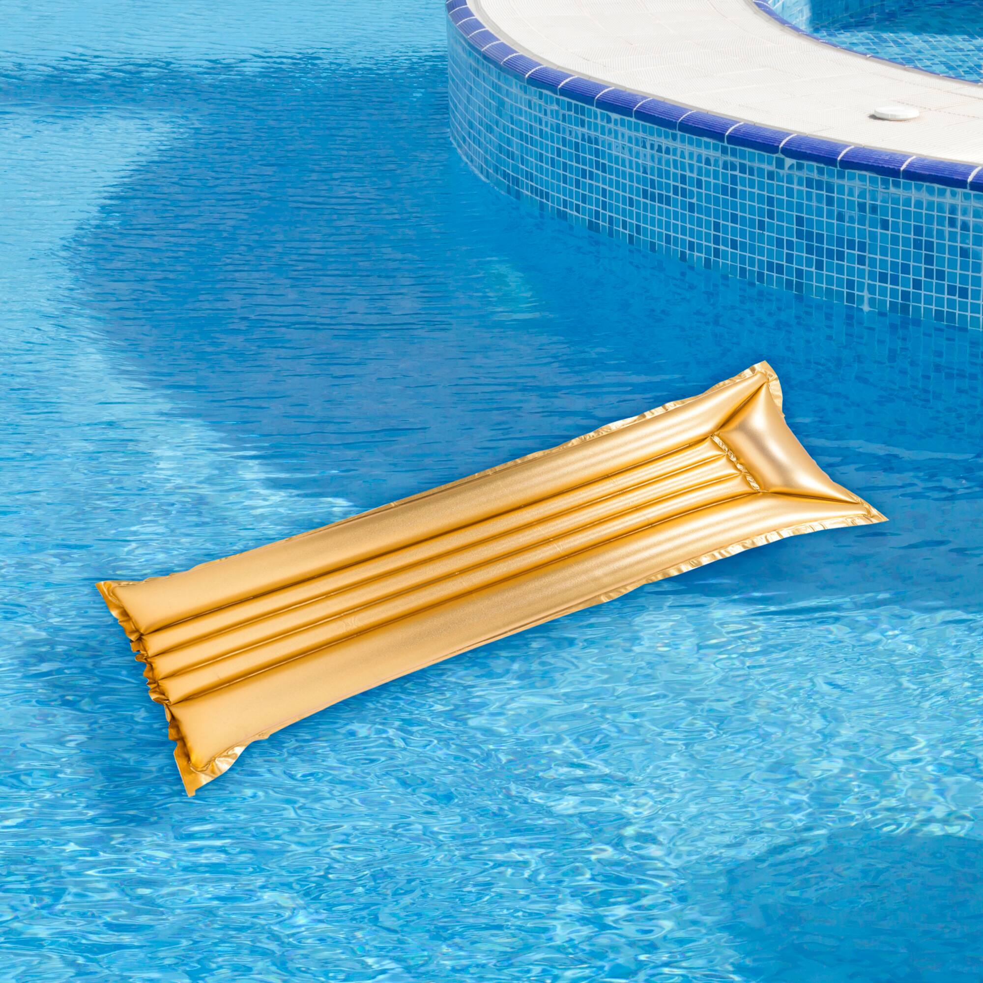 Alt View 1. Pool Central - 6' Inflatable Golden Swimming Pool Mattress Float - Gold.