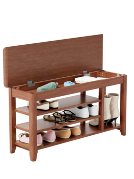 APRILSOUL - 100% solid wood front door shoe rack closet solid wood shoe bench load-bearing 550 pounds shoe rack with space for boots - Walnut