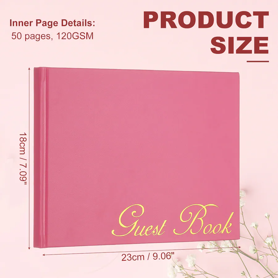 Red Rosa Book Unique Bargains Elegant Guestbook 9x7 Inch PU Leather Wedding Sign in ...