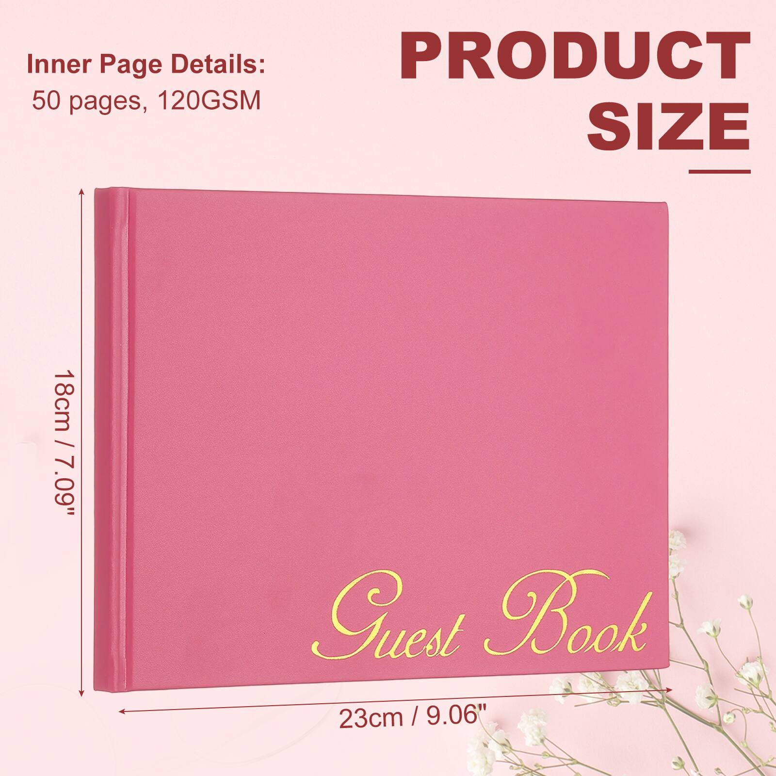Unique Bargains Elegant Guestbook 9x7 Inch PU Leather Wedding Sign in ...
