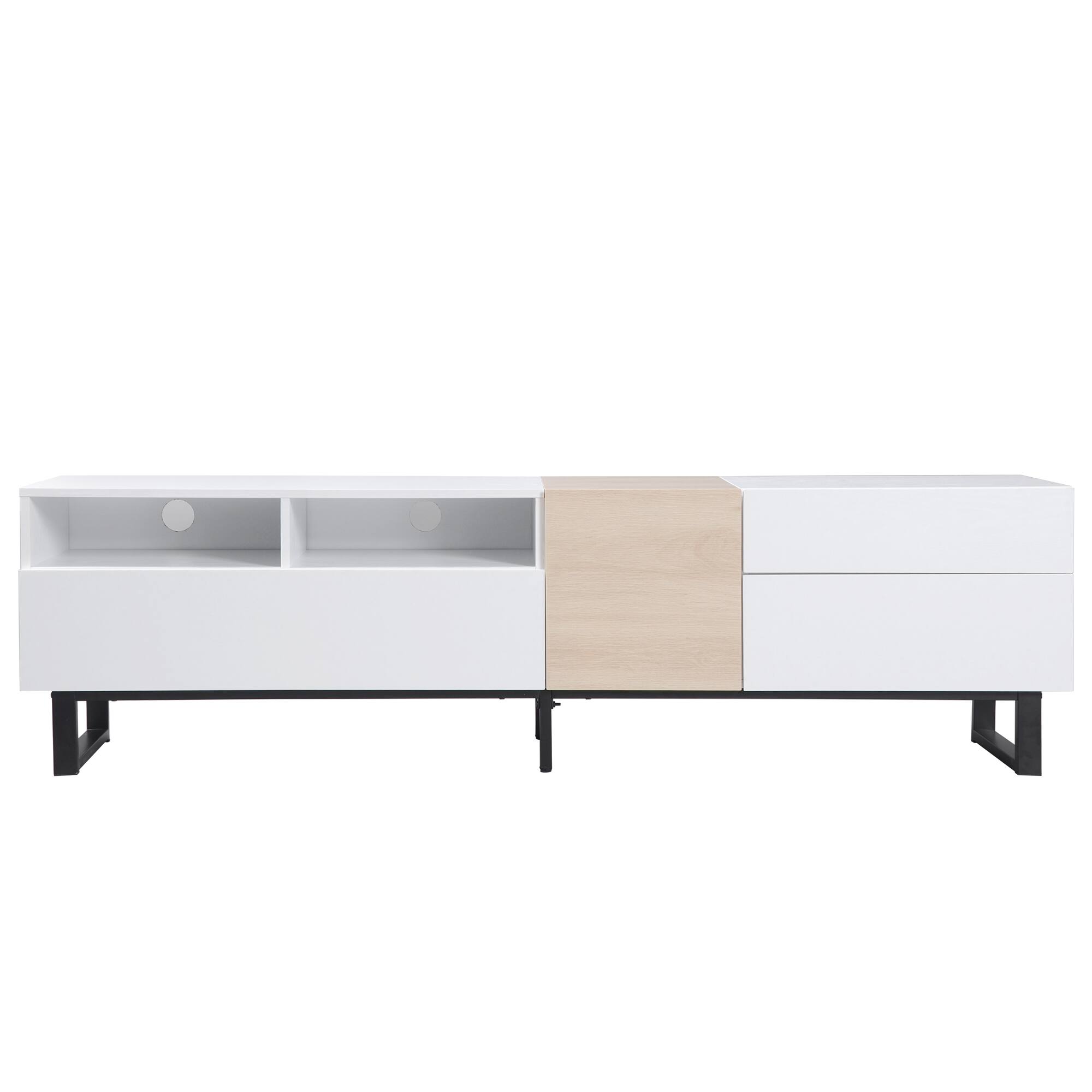 Alt View 5. Spaco - Spaco Modern TV Stand for 80" TV, Media Console with Double Storage and Drop Down Door for Living Room Bedroom Theater - White.