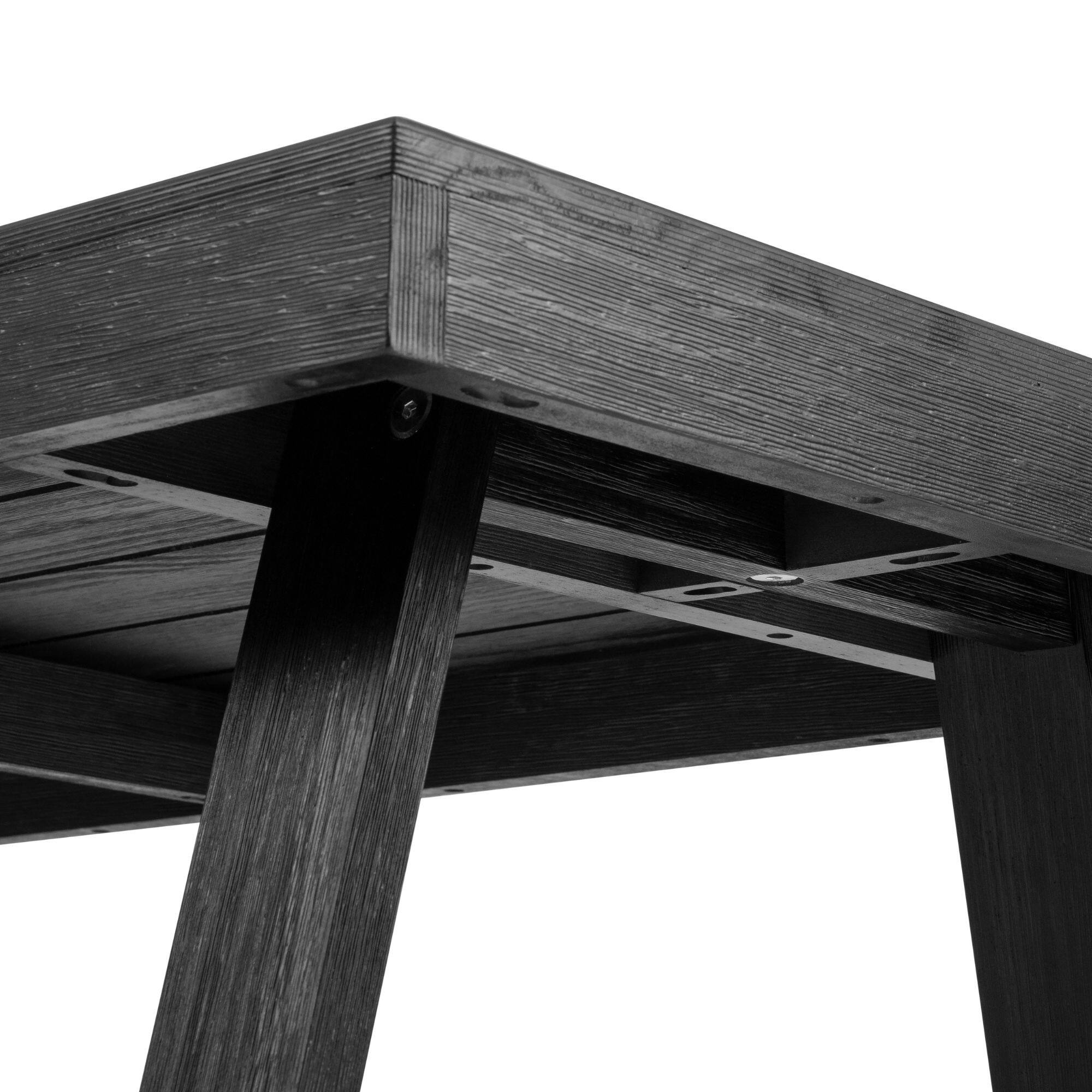 Alt View 2. Plank+Beam - Classic Solid Wood Dining Table Set with 2 Benches, Black Wirebrush - Black Wirebrush.