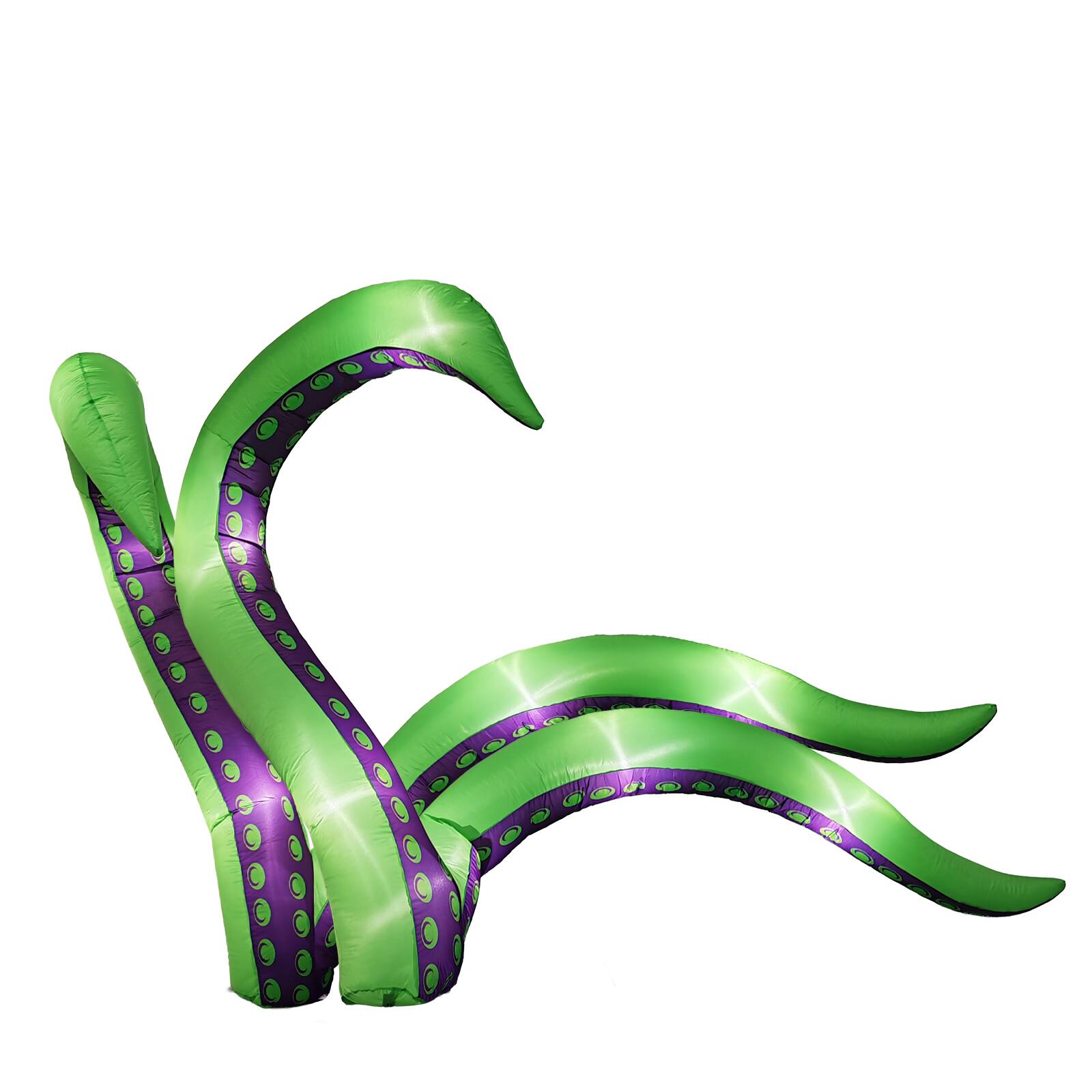 Left. Sunoyar - 6.9ft Halloween Inflatable Octopus Tentacles with LED Lights 2 Pack - Green.