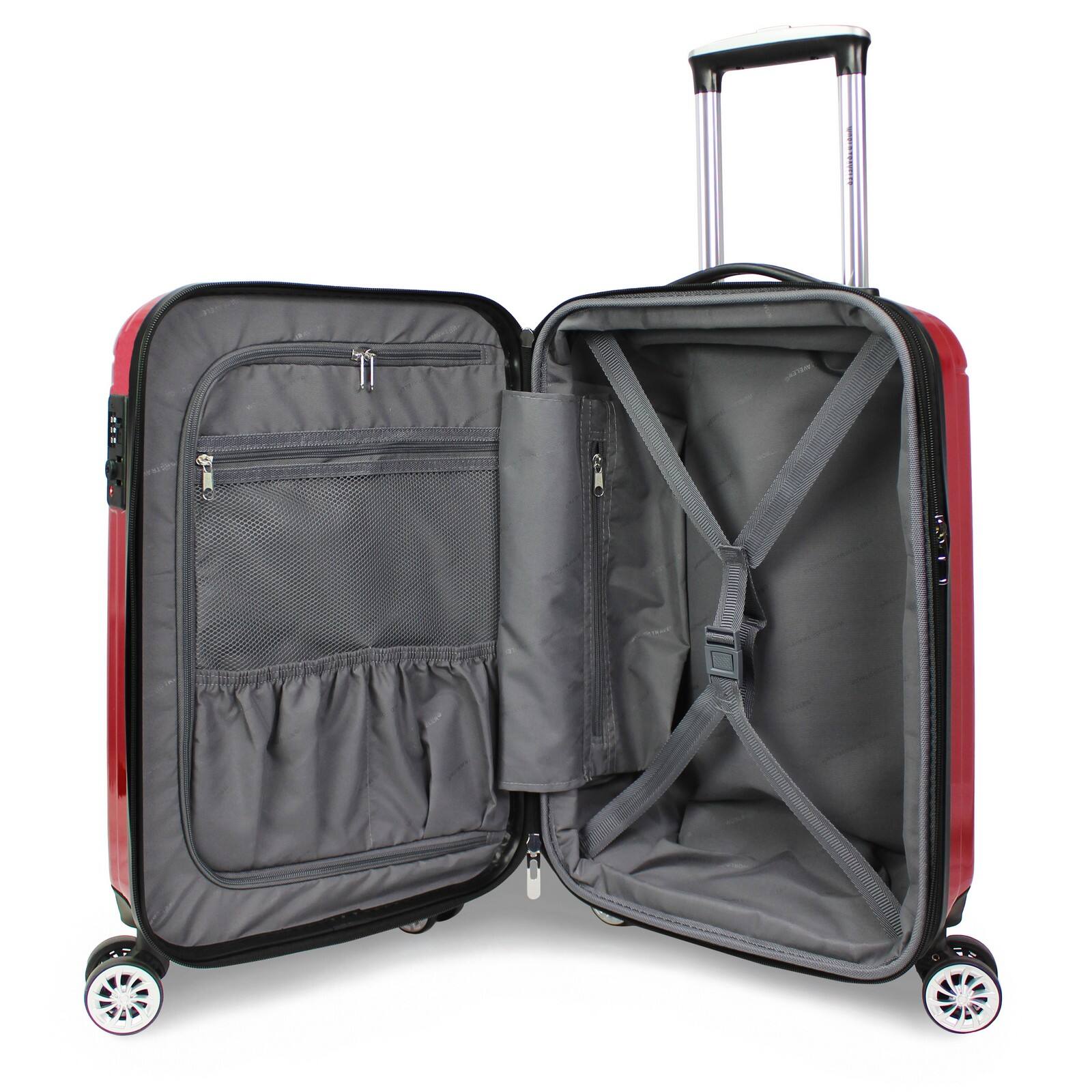 Alt View 5. World Traveler - Contour 20-Inch Carry-On Lightweight Polycarbonate Hardside Expandable Spinner Luggage with TSA Lock - Red.