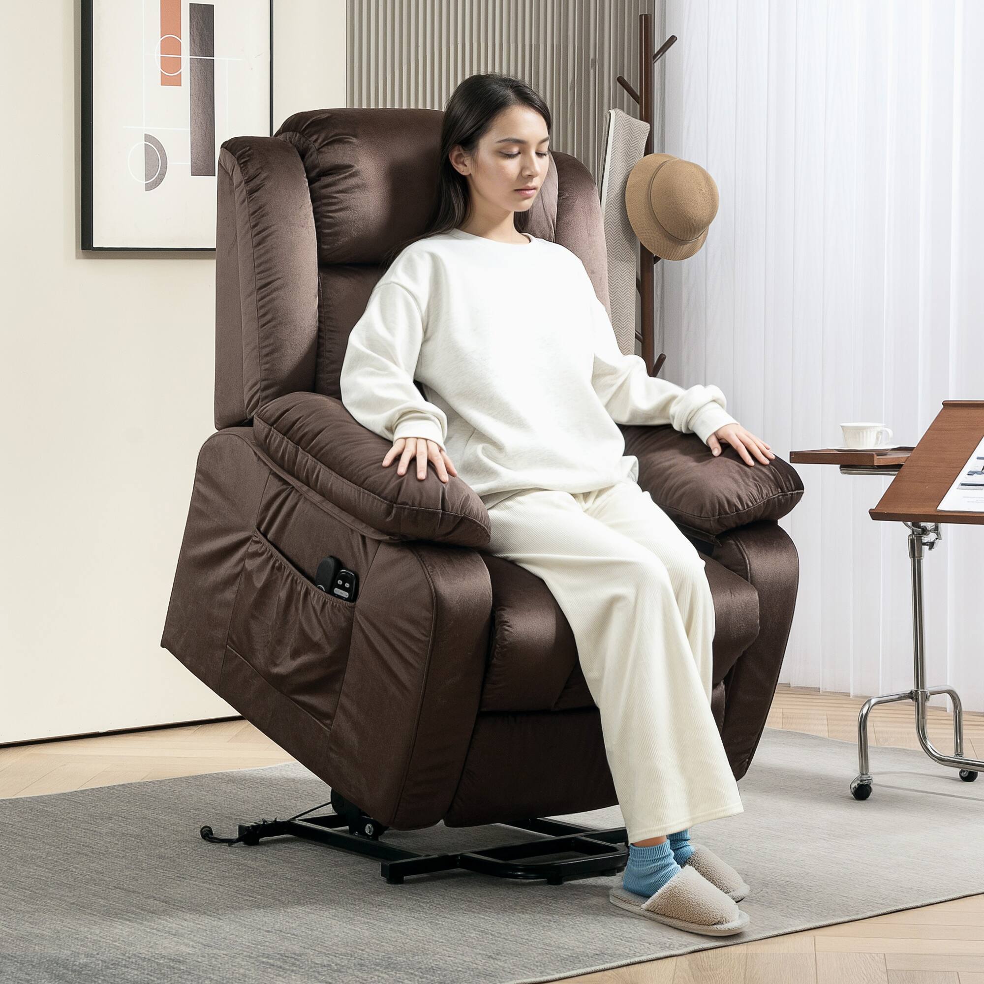 Alt View 1. Homcom - Power Lift Recliner Chair for Elderly with Massage and Heat, Electric Lift Chair with Remote Controllers - Brown.