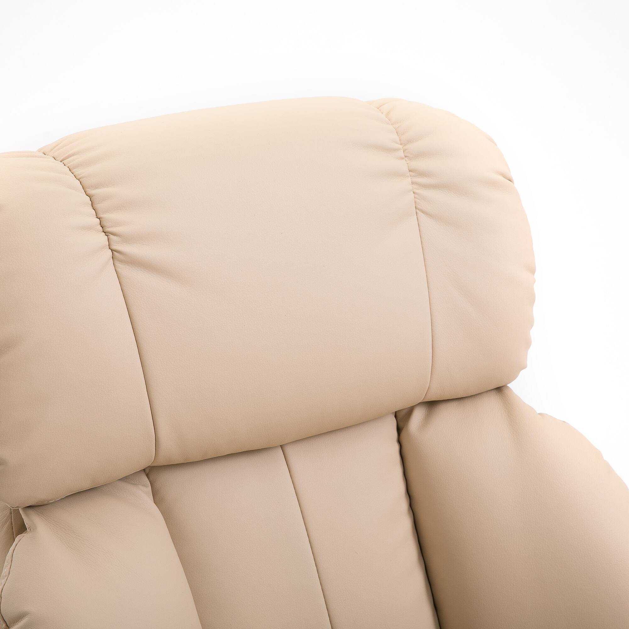 Alt View 8. Homcom - Massage Recliner Chair with Ottoman: 360° Swivel & Footstool, 10 Point Vibration PU Leather w/Side Pocket - Beige.