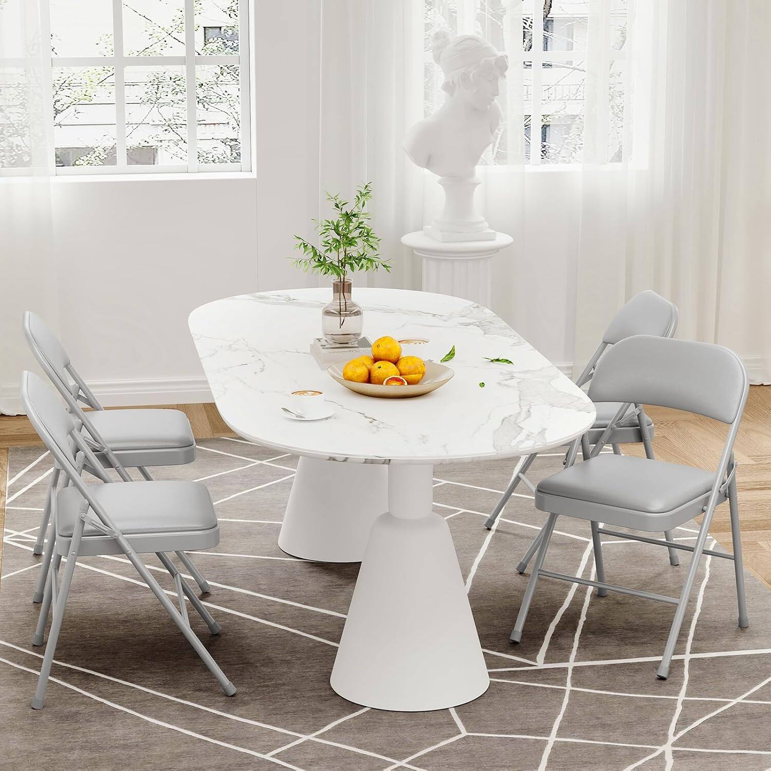 Alt View 5. Jojoka - 4 Pack Folding Chairs with Padded Cushions, Padded Foldable Chair Hold Up to 350 Pounds - Gray.