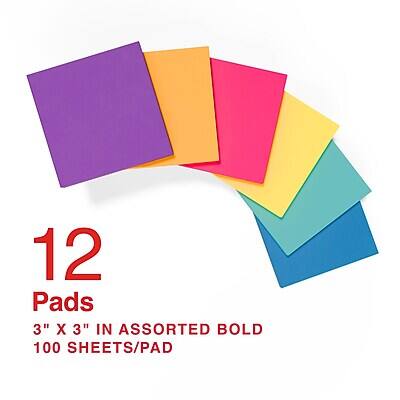 12 Pads  
3" X 3" in Assorted Bold  
100 Sheets/Pad