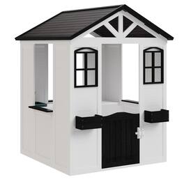 U-HOMY - Wooden Playhouse for Kids with Door & Windows - White