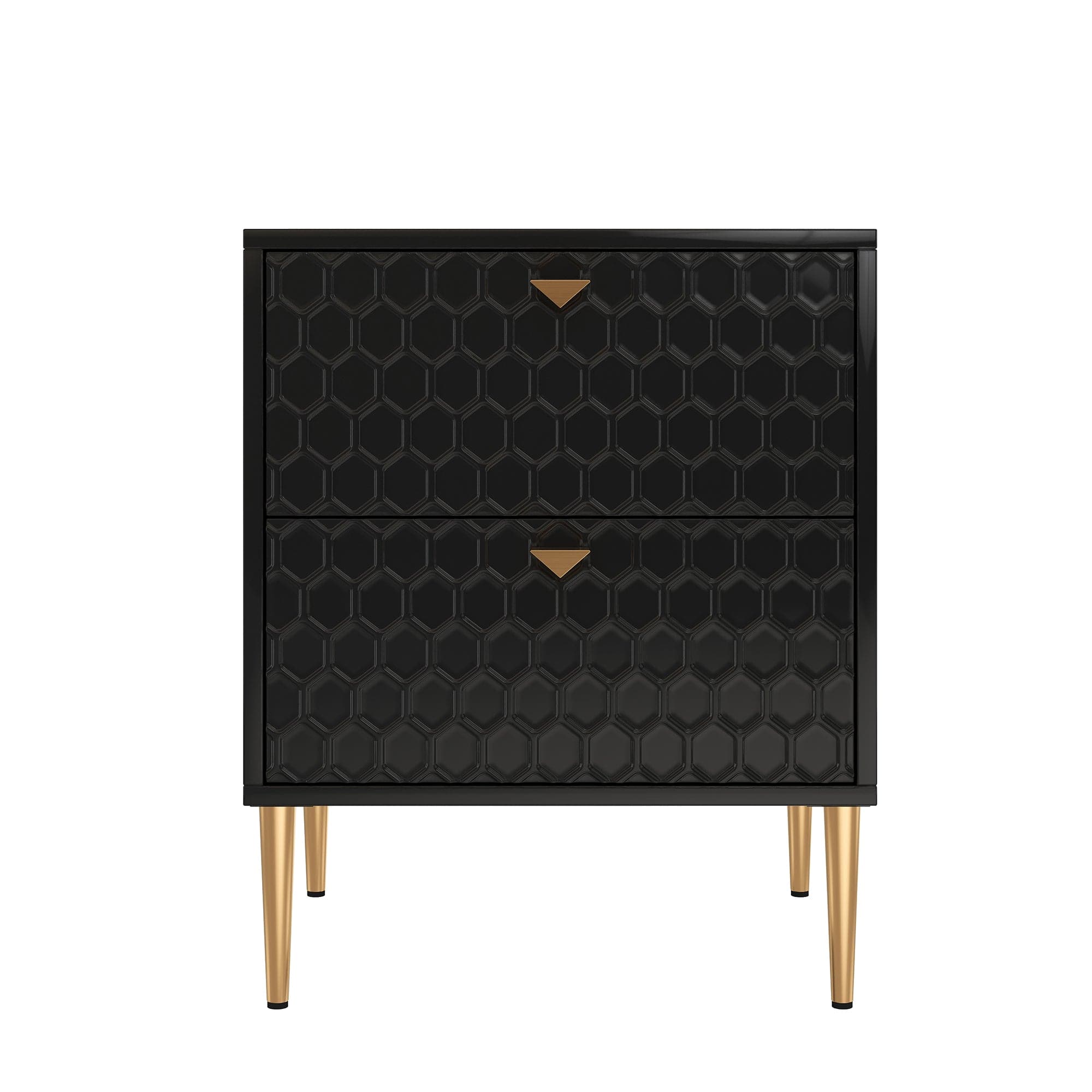 Boyel Living - Wood Nightstand Storage Cabinet with 2-Drawer Chest - Black