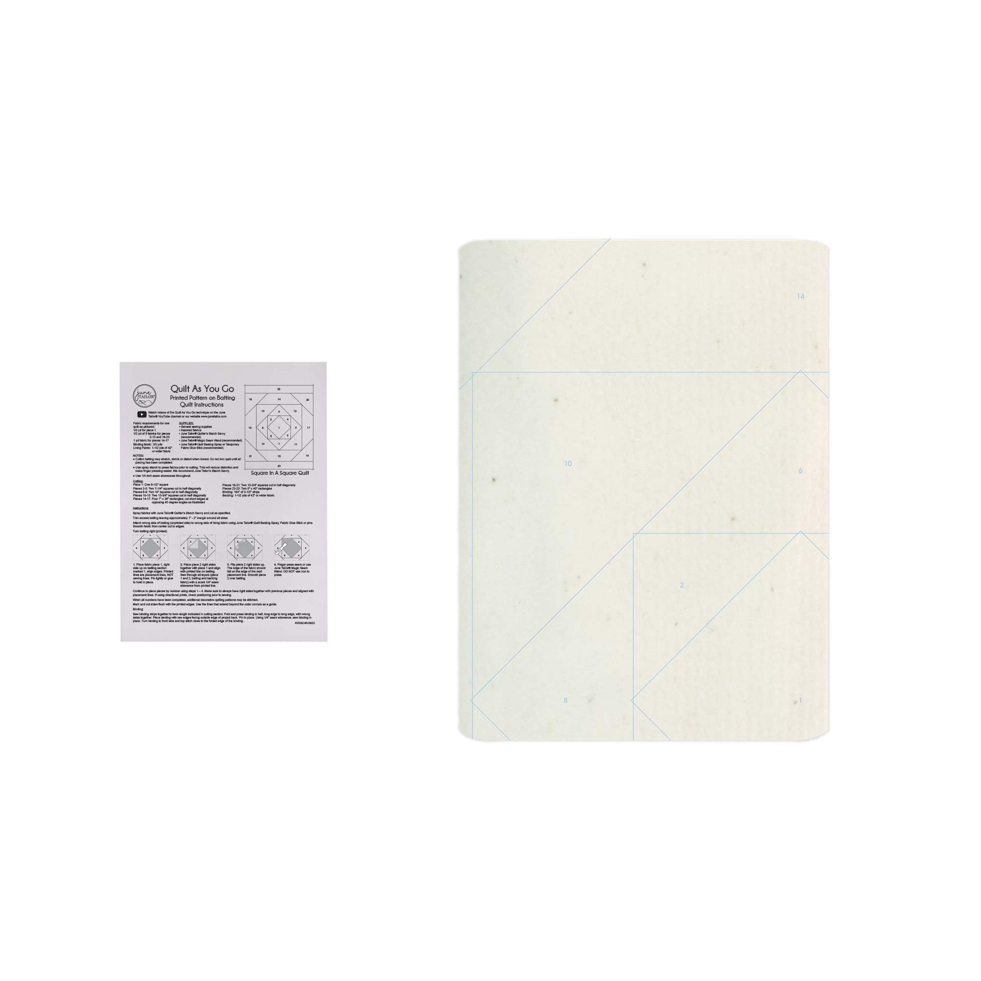 Quilt As You Go  
Quilt Instructions  

Quilt As You Go  
Quilt Instructions  

Sew a Quilt As You Go  

1. Cut the fabric strips according to the pattern.  
2. Layer the strips as shown in the diagram.  
3. Sew the strips together, leaving a 1/4 inch seam allowance.  
4. Press the seams open.  
5. Repeat the process for the remaining strips.  
6. Once all strips are sewn together, press the entire quilt.  
7. Trim the excess fabric from the edges.  
8. Bind the edges of the quilt.  

Diagram:  
[Diagram of the quilt pattern with measurements]  

Sew a Quilt As You Go  

1. Cut the fabric strips according to the pattern.  
2. Layer the strips as shown in the diagram.  
3. Sew the strips together, leaving a 1/4 inch seam allowance.  
4. Press the seams open.  
5. Repeat the process for the remaining strips.  
6. Once all strips are sewn together, press the entire quilt.  
7. Trim the excess fabric from the edges.  
8. Bind the edges of the quilt.  

Diagram:  
[Diagram of the quilt pattern