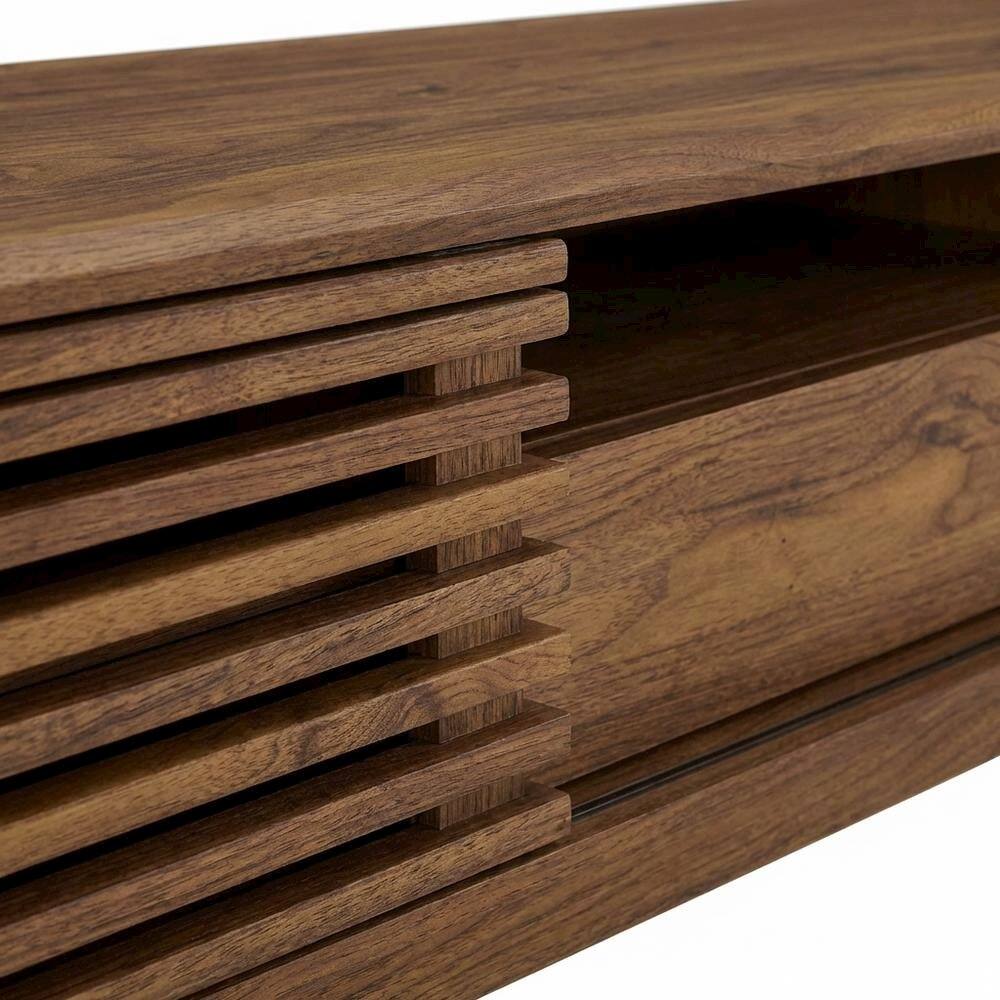 Alt View 1. FurniFact - Brown wood TV stand with sleek design and ample storage space - Brown.