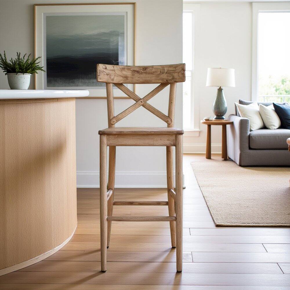 Alt View 5. FurniFact - Beach Counter Stool with Back Support for Kitchen Island or Bar Seating - Beach.