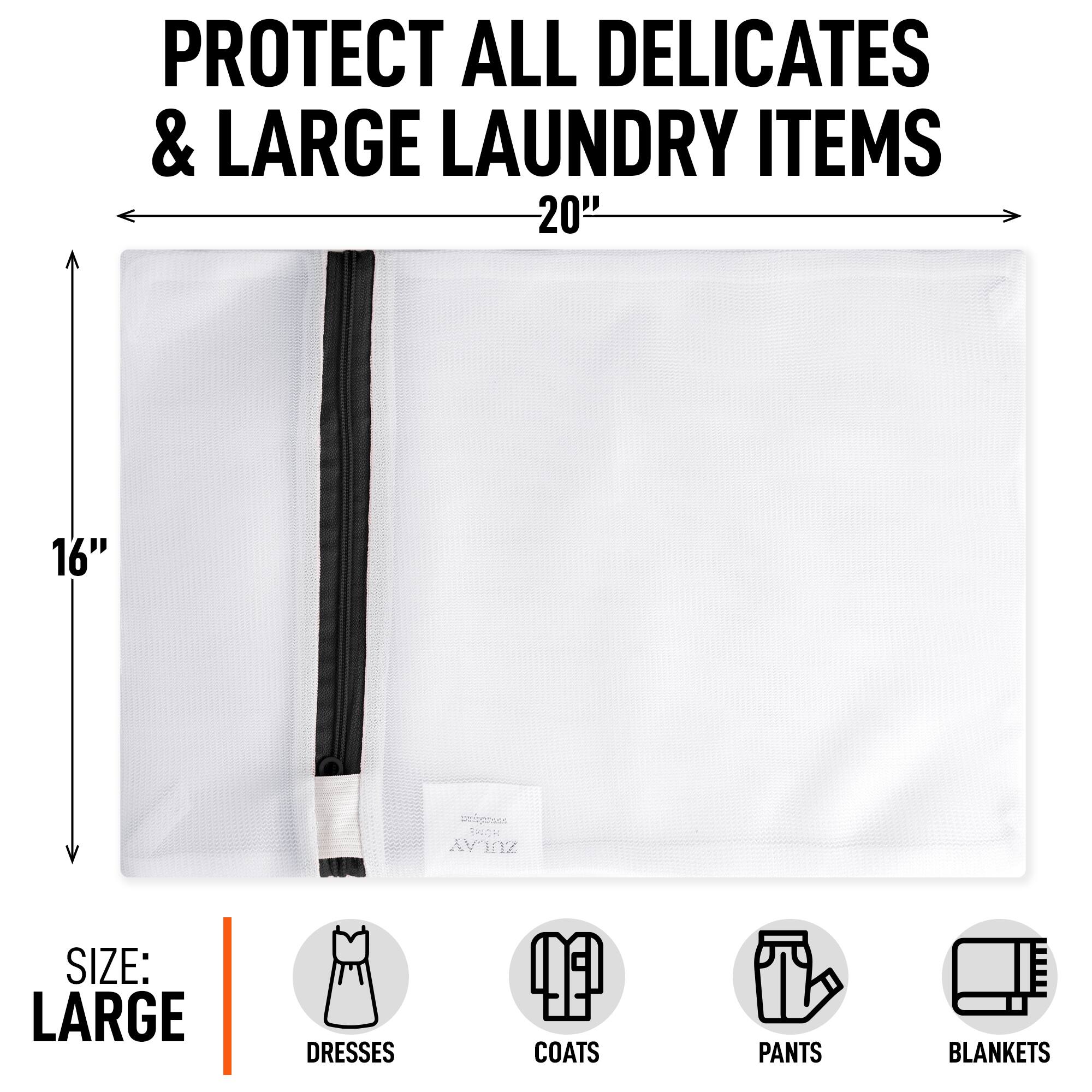 PROTECT ALL DELICATES & LARGE LAUNDRY ITEMS

20" 16"

SIZE: LARGE

DRESSES COATS PANTS BLANKETS