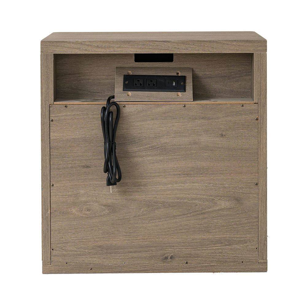 Alt View 7. Kadyn - Mid Century Modern Nightstand with Drawer, Fluted Design Bedside Table for Bedroom - Ash Brown.