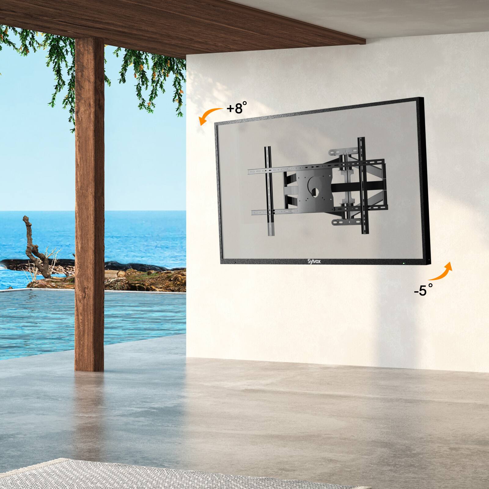 Alt View 4. Sylvox - Sylvox Outdoor TV Wall Mount for 40-75 inches, Full Motion TV Mount with Flexible 6 Articulating Dual Arms - Black.