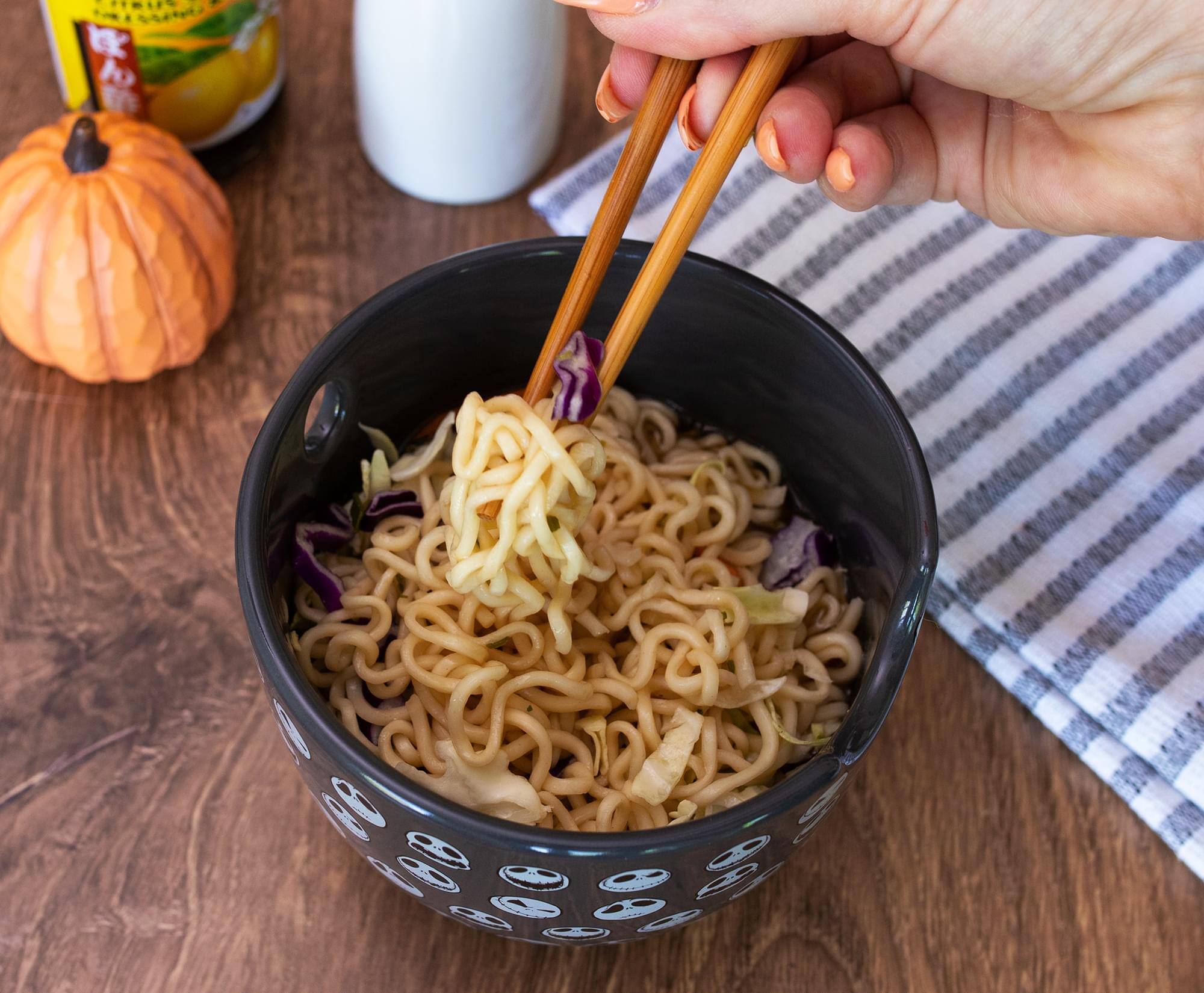 Alt View 2. Disney - Disney The Nightmare Before Christmas Jack 20-Ounce Ramen Bowl with Chopsticks - Black.