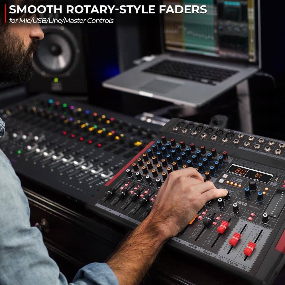 SMOOTH ROTARY-STYLE FADERS  
for Mic/USB/Line/Master Controls