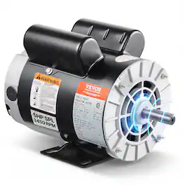 VEVOR - 5HP SPL Air Compressor Electric Motor, 230V 17.6Amps, 56 Frame 3450RPM, 5/8" Keyed Shaft, 1.88" Shaft Length - Black