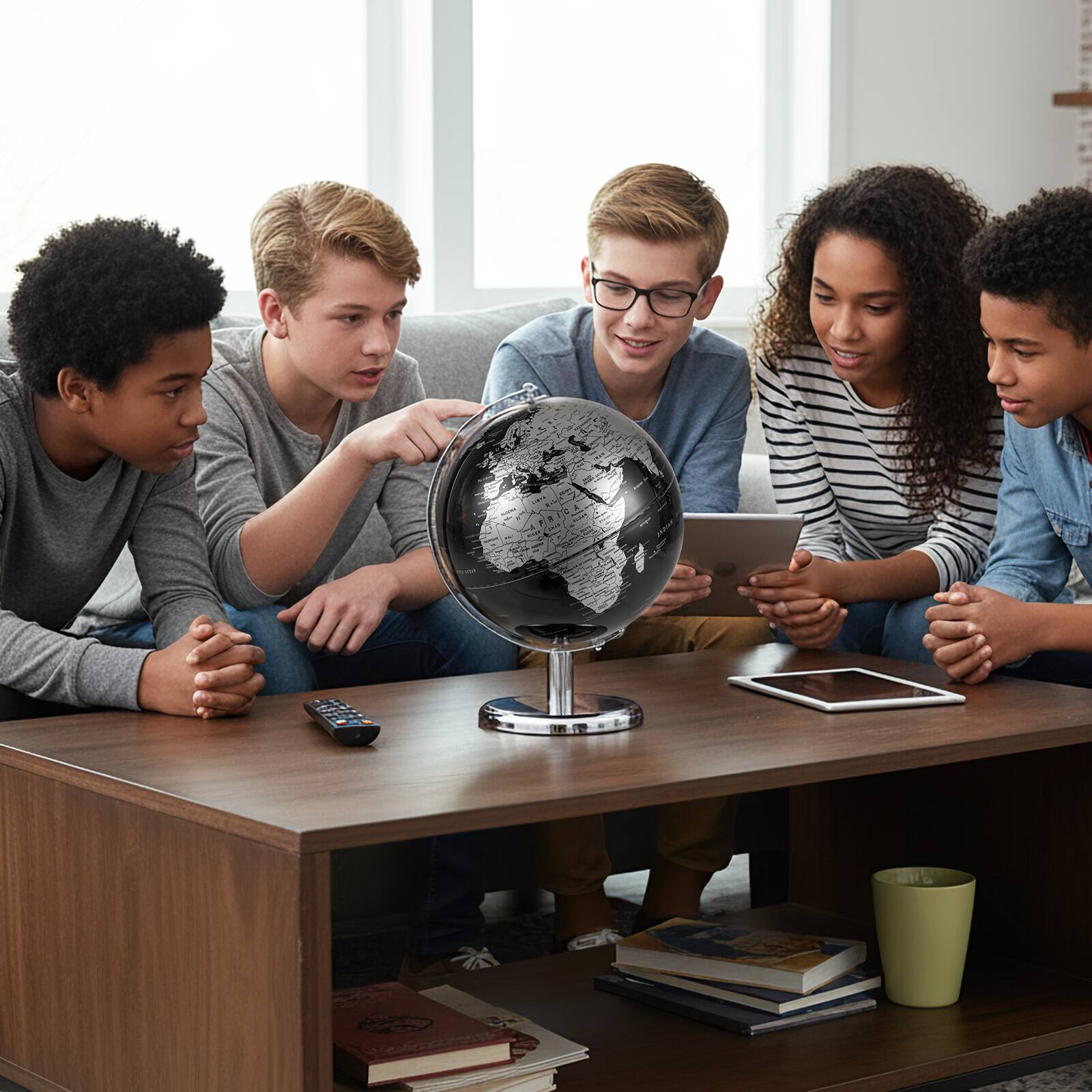 Alt View 7. Gymax - Gymax Metallic Black World Globe 8-Inch Rotating Earth Globe Metal Stand Teaching Gift Silver - Silver.