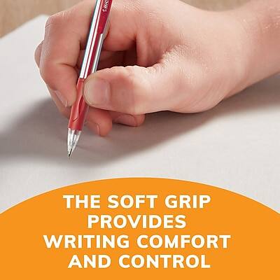 THE SOFT GRIP PROVIDES WRITING COMFORT AND CONTROL