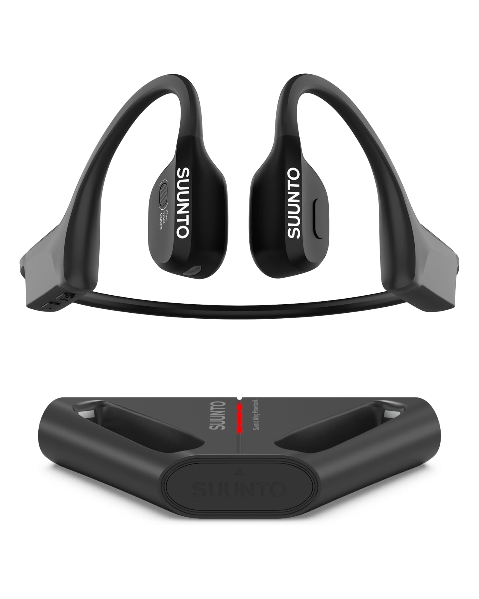 SUUNTO - Wing Open-Ear Bone Conduction Headphone, Bluetooth Wireless Sport Headphone w/Head Movement Control, Built-in HD - Black