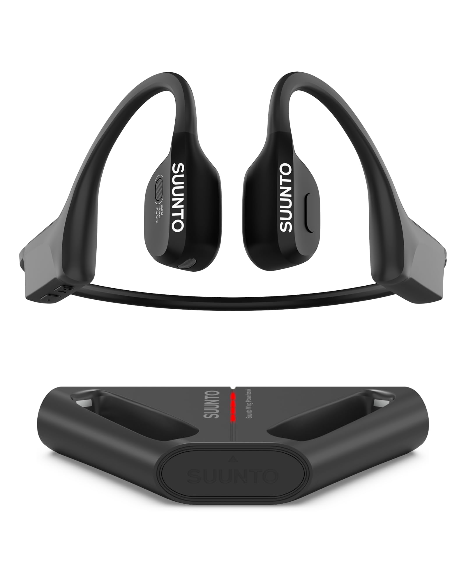 SUUNTO - Wing Open-Ear Bone Conduction Headphone, Bluetooth Wireless Sport Headphone w/Head Movement Control, Built-in HD - Black