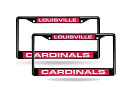 Rico Industries - University of Louisville Cardinals Black Metal Laser License Plate Frame - Set of 2 Frames - Multi