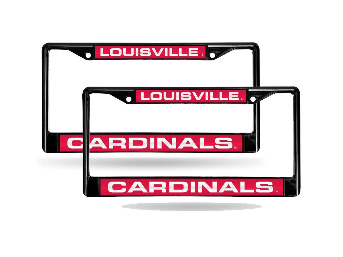 University of Louisville Cardinals Black Metal Laser License Plate Frame - Set of 2 Frames
