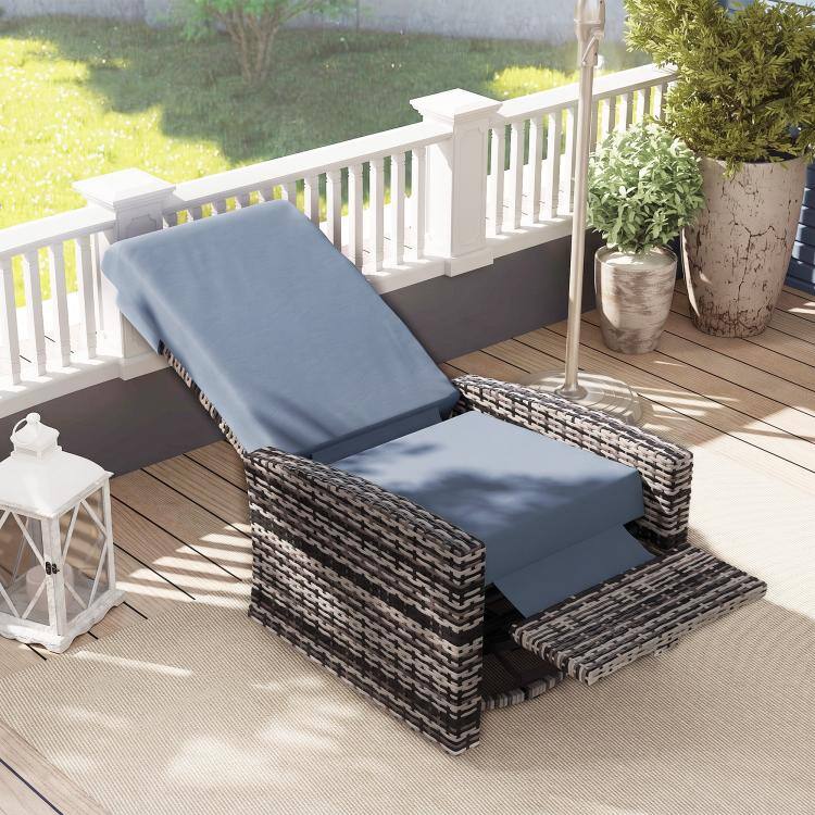 Alt View 9. PULUZ - Outdoor Wicker Swivel Recliner Chair, for Patio - Gray.