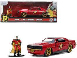Jada - 1969 Chevrolet Camaro Top and Robin Diecast Figure "Batman" "Hollywood Rides" Series 1/32 - Dark Red Metallic With Black
