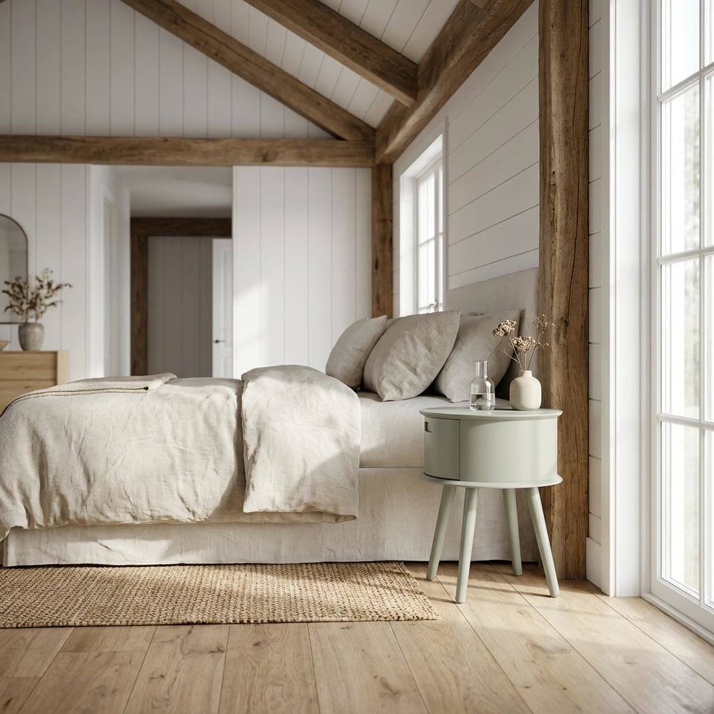 Alt View 2. FurniFact - Urban Gray Nightstand with Modern Design and Simple Storage - Brown.