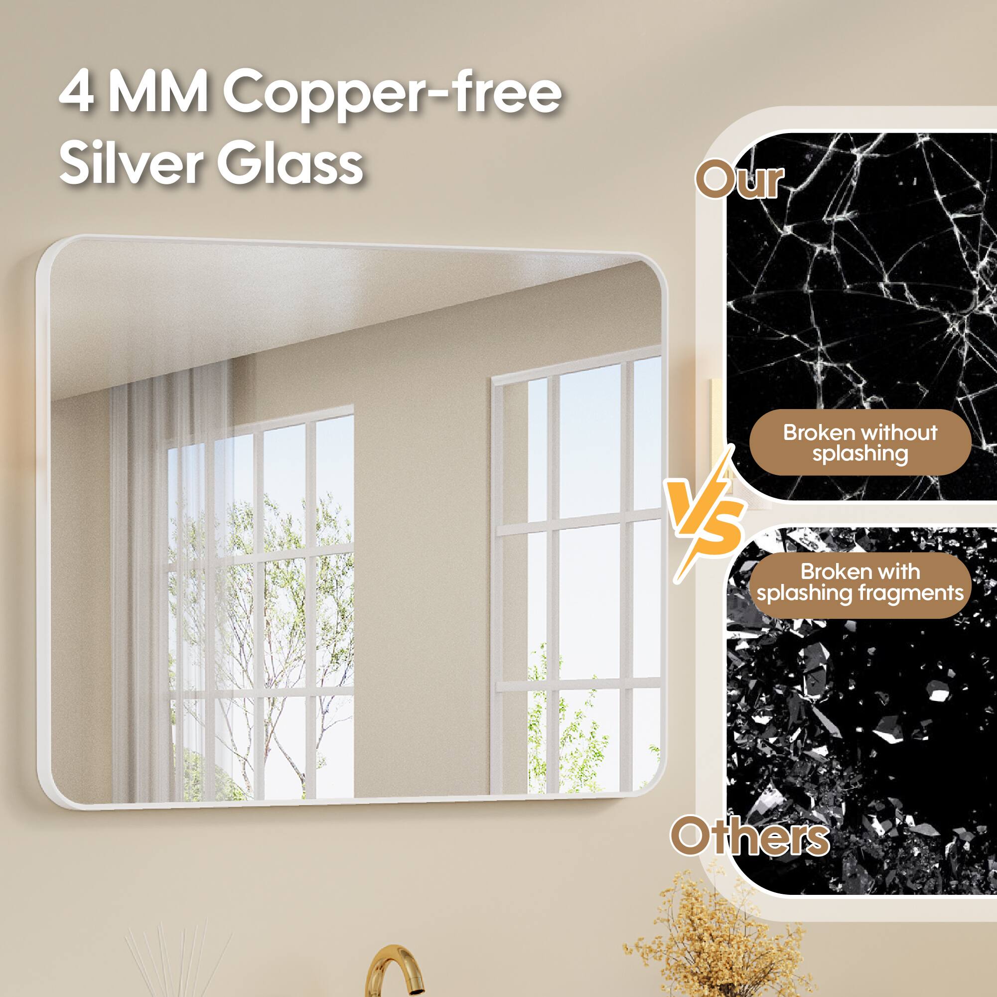 4 MM Copper-free Silver Glass

Our
Broken without splashing

Others
Broken with splashing fragments