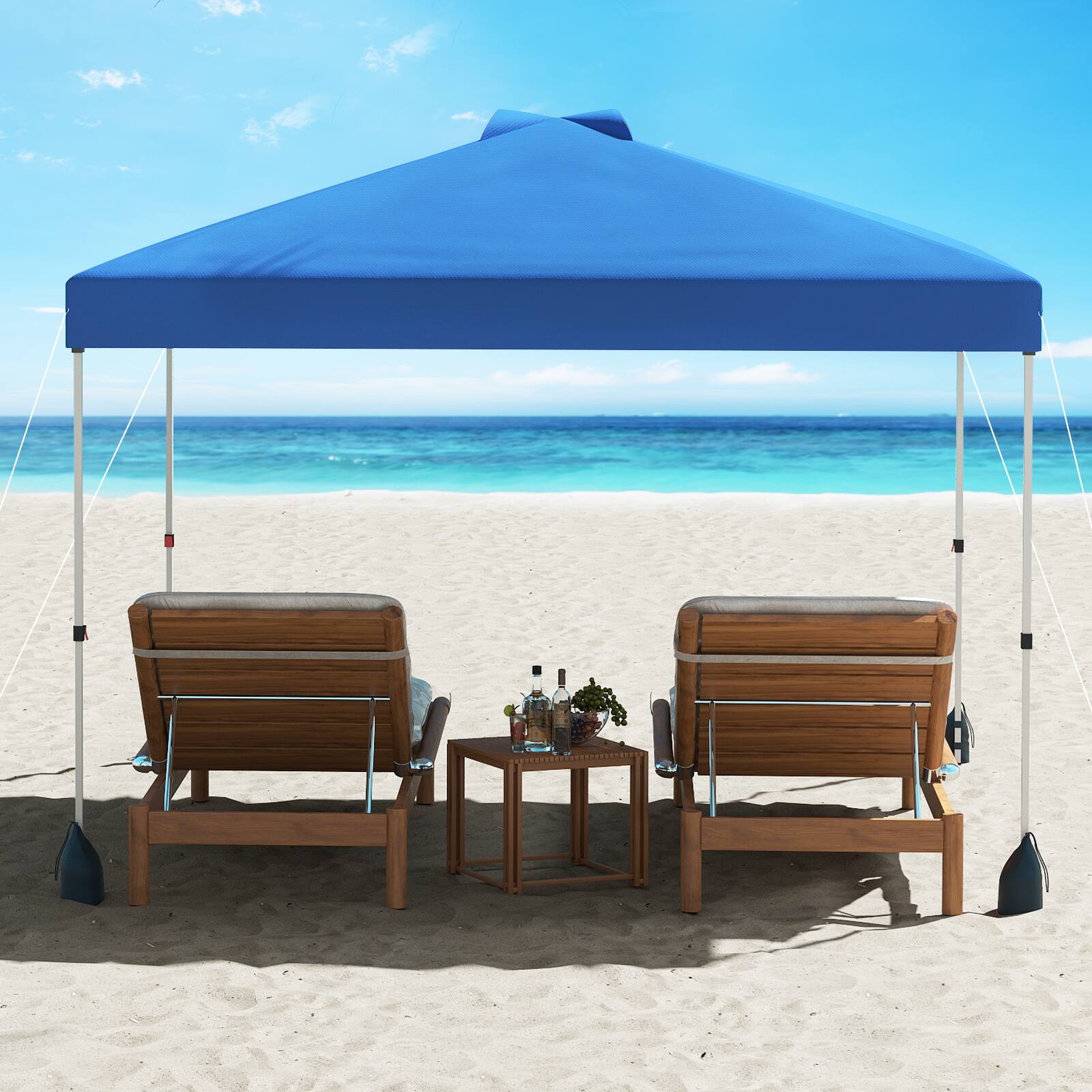 Alt View 4. Gymax - Gymax 10 X 10 FT Pop up Canopy Tent w/ 1 Sidewall Wheeled Bag 8 Stakes & 4 Wind Ropes Blue - Blue.