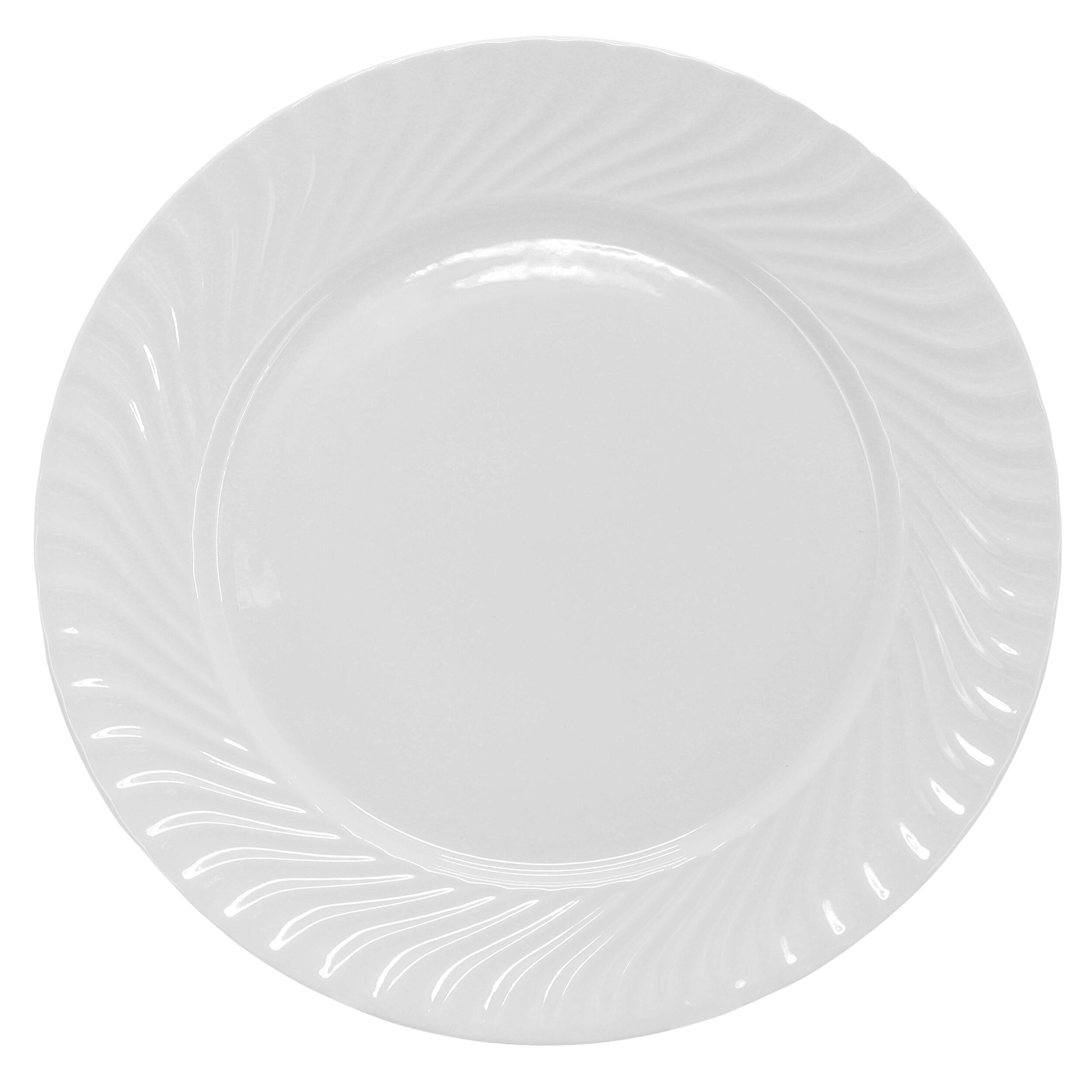 Alt View 2. Elama - Elama Julia 16 Piece Scalloped Double Bowl Porcelain Dinnerware Set in White - White.